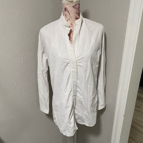 Aday Something Borrowed Blouse Button Down Shirt White L - Picture 5 of 9